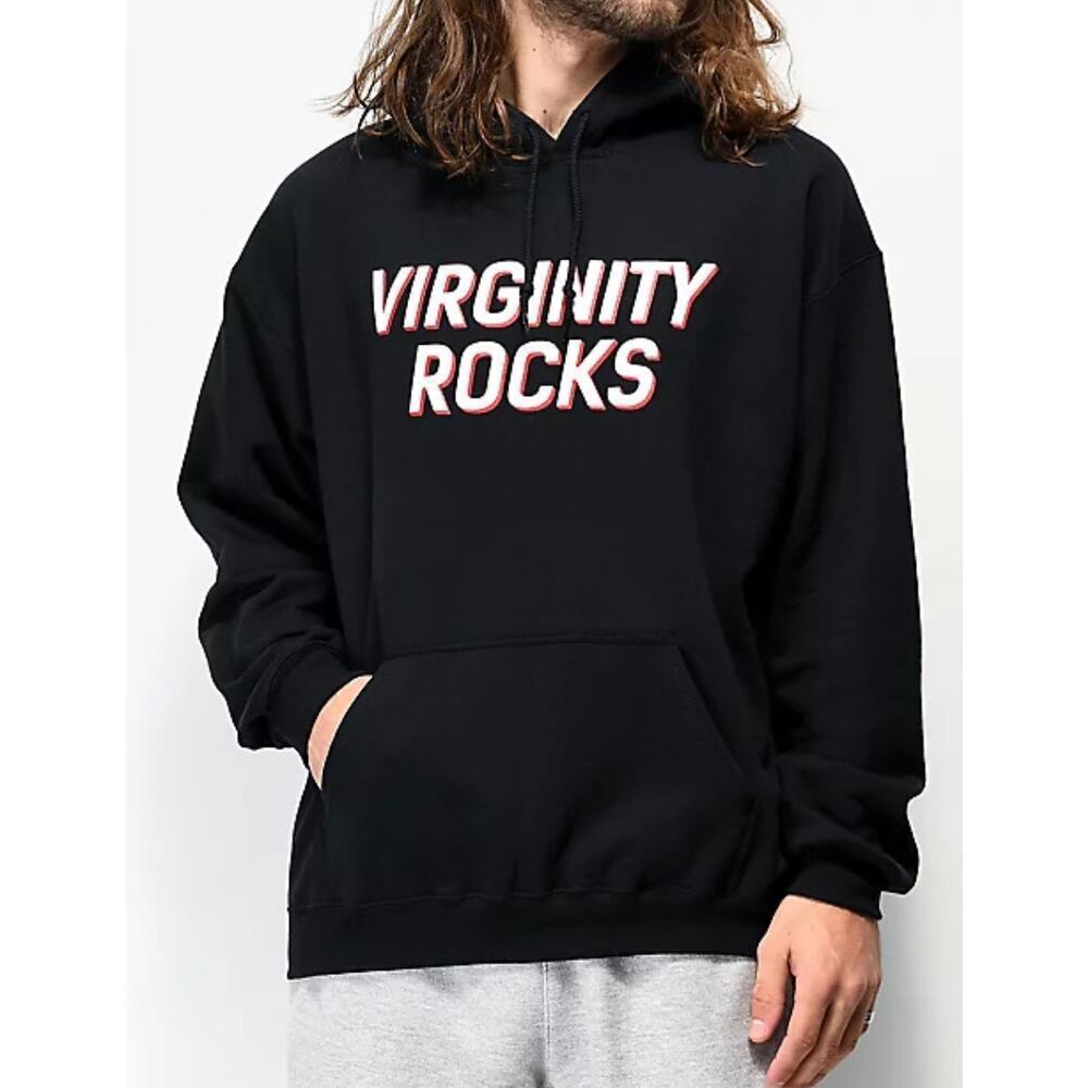 ☀️Danny Duncan Virginity Rocks Black Graphic Pullover Hoodie Unisex Size S NWOT